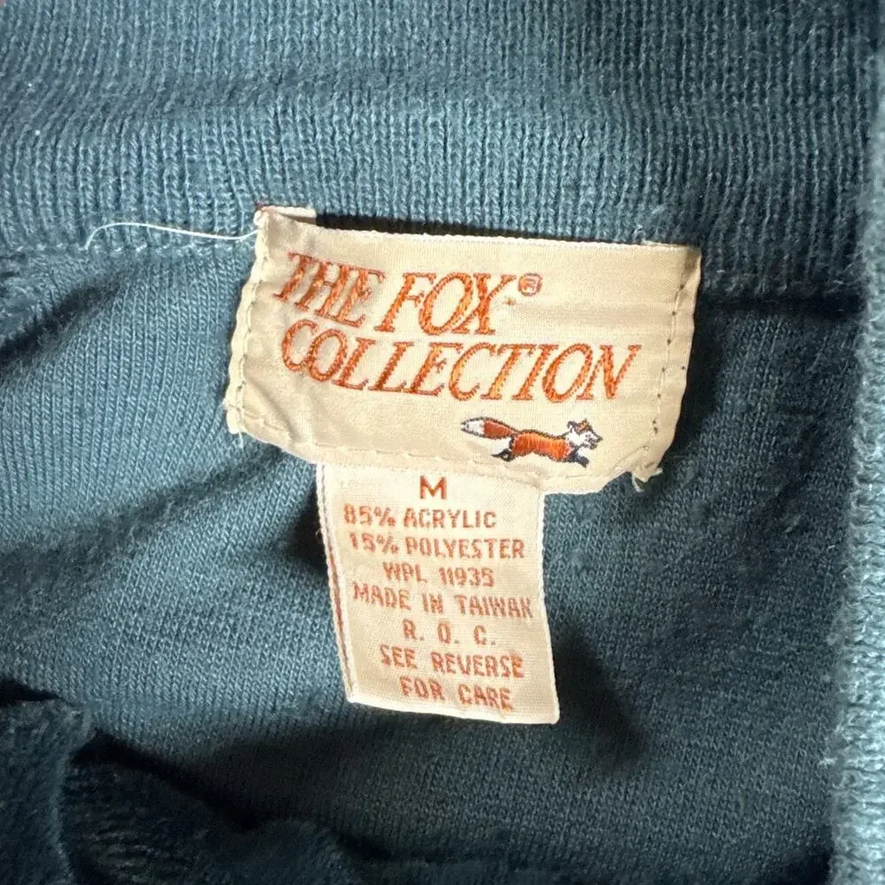 The Fox Collection Vintage Green Soft Velour Zip Up Pockets Jacket Men Medium